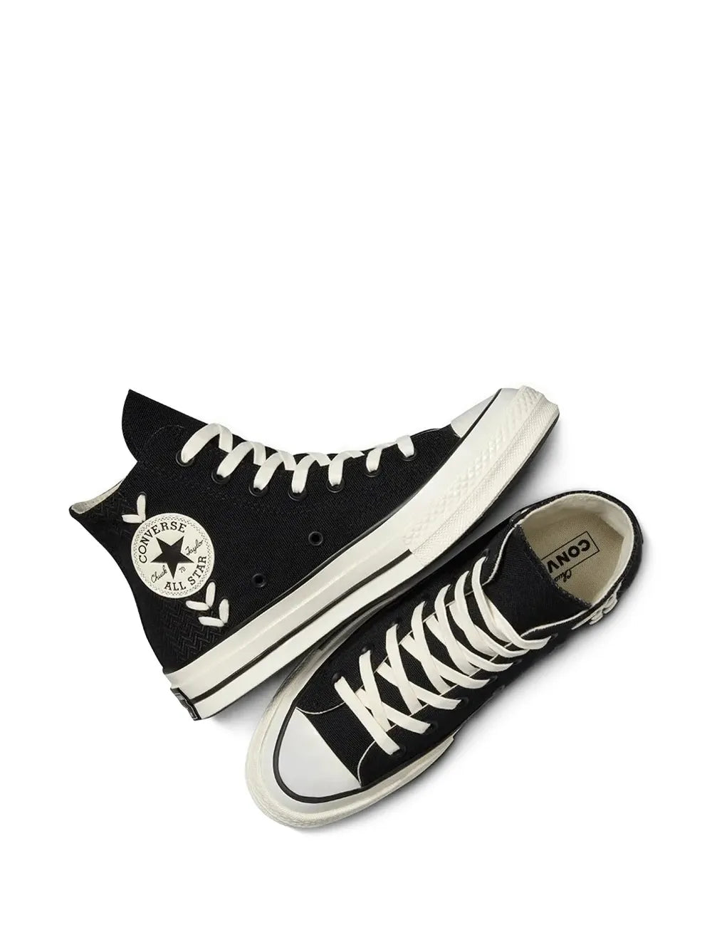 Exclusive Converse Chuck 70 Crafted Laces Sneakers — Black — Size US M 10 - US W 11.5 — Detail View