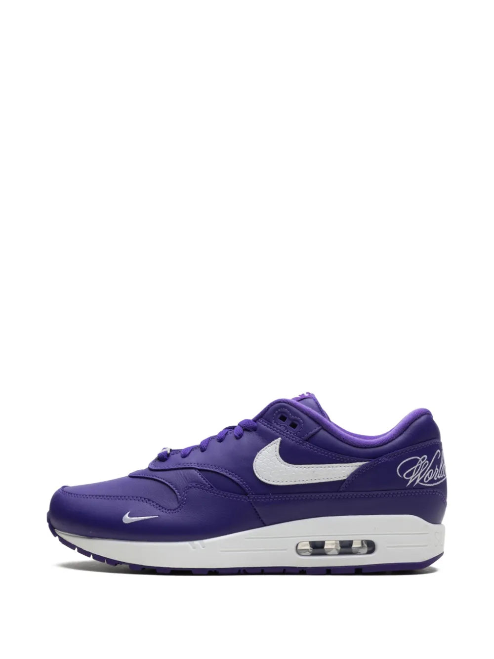 Exclusive Nike X Supreme Air Max 1 87 Sp Varsity Purple/White Sneakers — Purple — Size US M 10.5 - US W 12 — Detail View