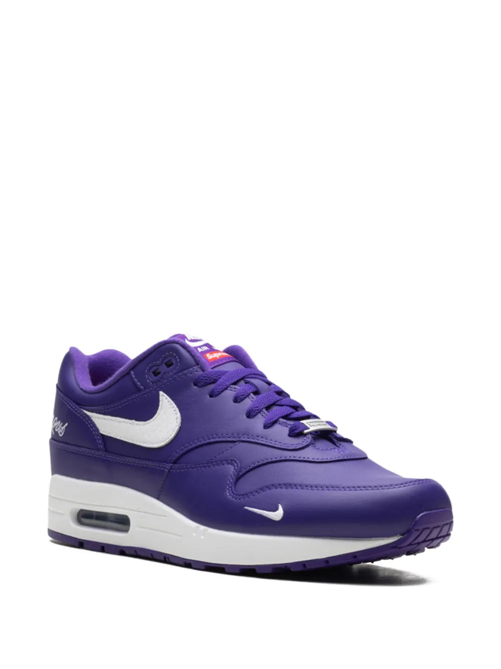 Exclusive Nike X Supreme Air Max 1 87 Sp Varsity Purple/White Sneakers — Purple — Size US M 10.5 - US W 12 — Side View