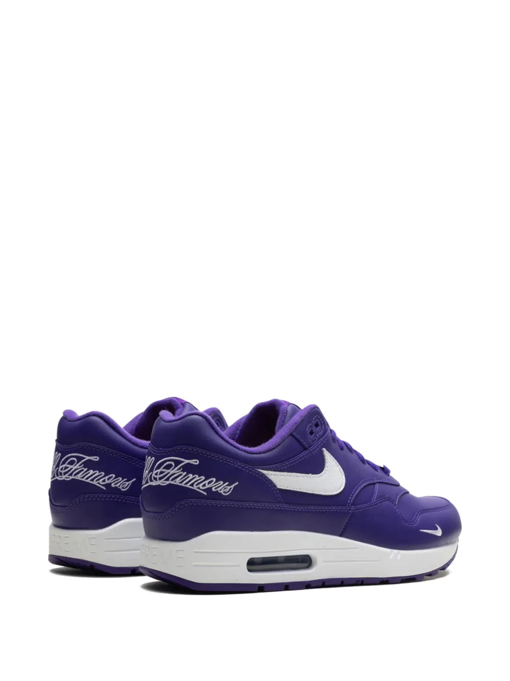 Exclusive Nike X Supreme Air Max 1 87 Sp Varsity Purple/White Sneakers — Purple — Size US M 10.5 - US W 12 — Back View