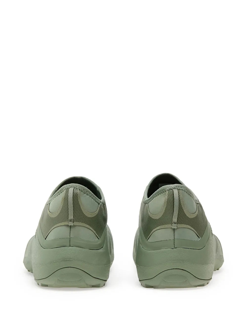 Exclusive Crocs X Satisfy Quick Trail Clogs — Olive Green — Size US M 9.5 - US W 11 — Back View