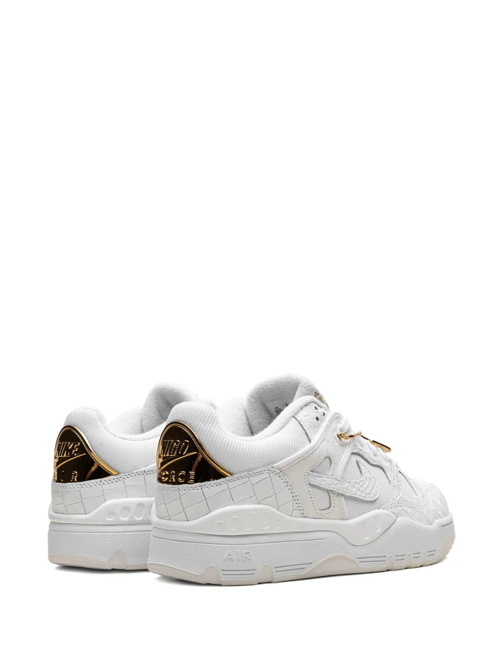 Exclusive Nike X Nigo Air Force 3 Sp White/Metallic Gold/White/Summit White Sneakers — White — Size US M 3.5 - US W 5 — Back View