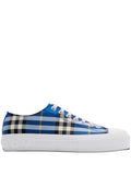 Exclusive Burberry Checked Sneakers — Blue — Size US M 9.5 - US W 11 — Front View