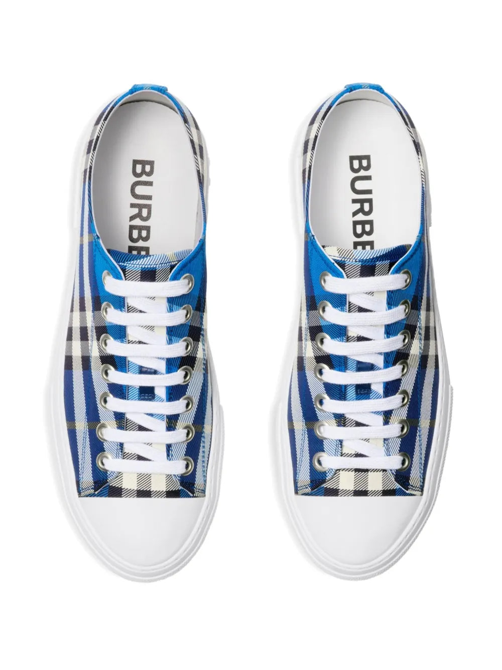 Exclusive Burberry Checked Sneakers — Blue — Size US M 9.5 - US W 11 — Top View