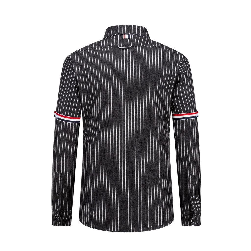 Exclusive Thom Browne 4-Bar Thick Shirt — Gray — Size 1/M — Detail View