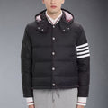 Exclusive Thom Browne  Hooded Down Jacket — Gray — Size 1/M — Front View