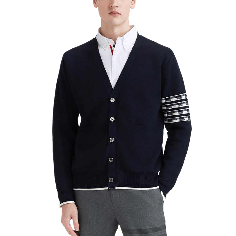 Exclusive Thom Browne Knitted Cardigan — Gray — Size 1/M — Back View