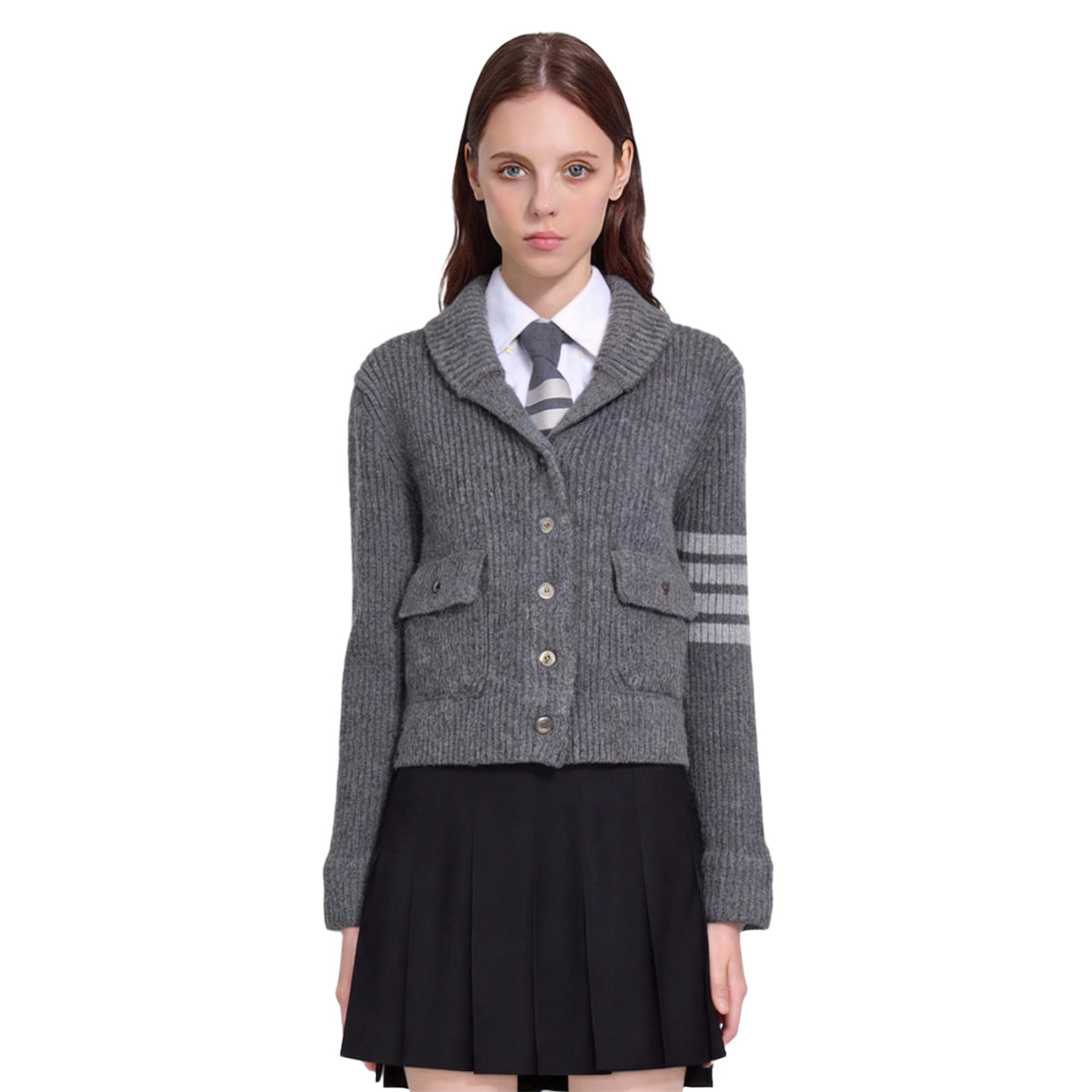 Exclusive MR.TOM 2026SS Women's Cardigan — Khaki — Size S/0 — Side View