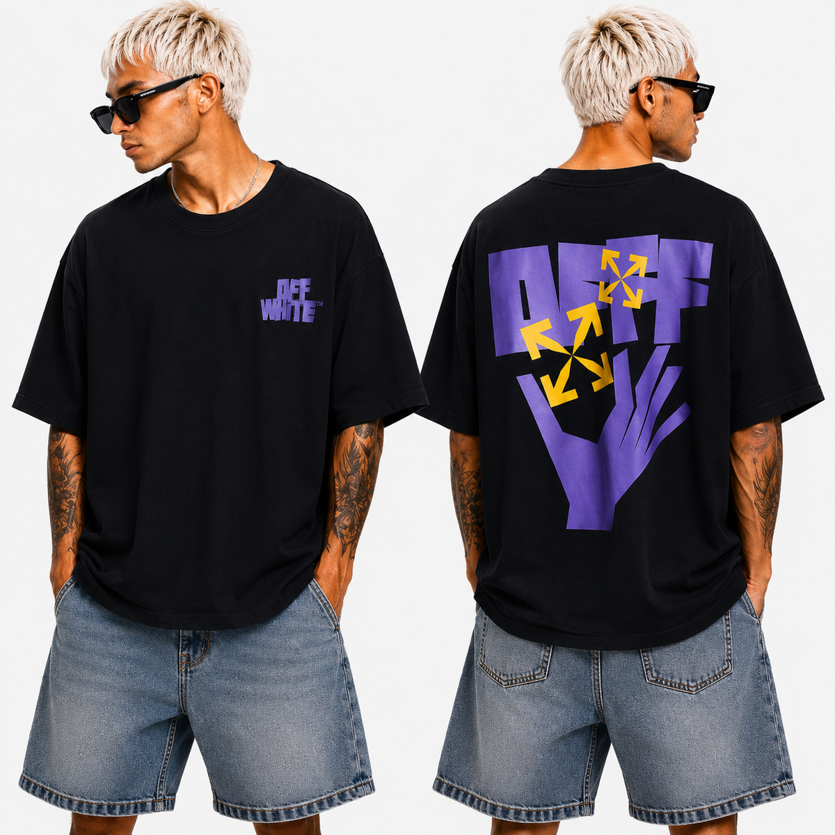 Exclusive OFF-White  Arrow sign T-shirt#55 — White — Size S — Front View
