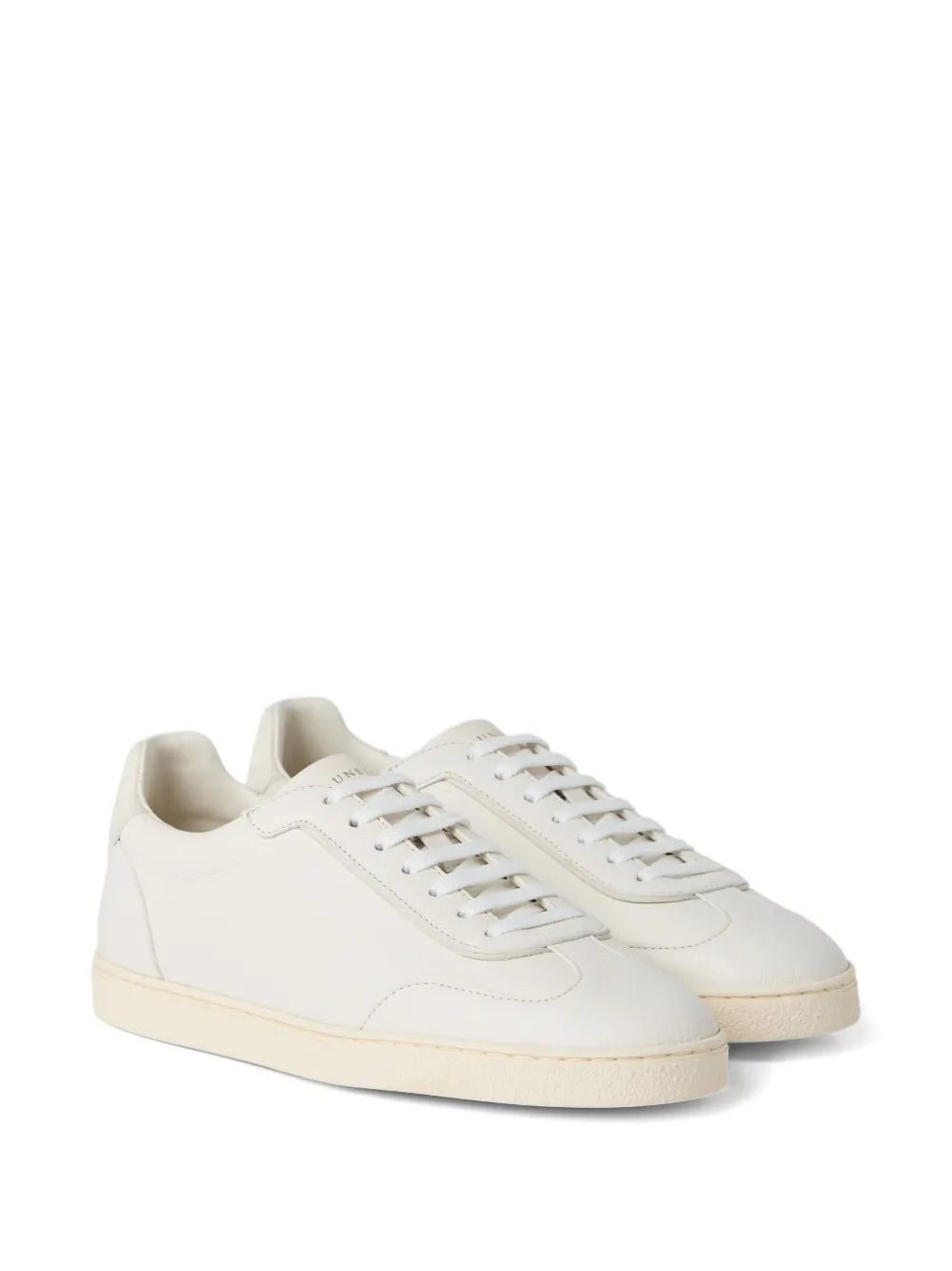 Exclusive Brunello Cucinelli Leather Sneakers — Ecru — Size US M 11.5 - US W 13 — Side View