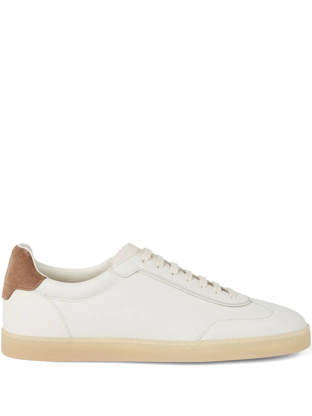 Exclusive Brunello Cucinelli Leather Low-Top Sneakers — White — Size US M 11.5 - US W 13 — Front View