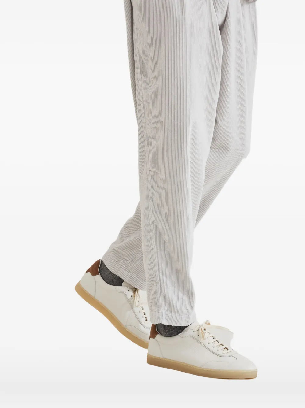 Exclusive Brunello Cucinelli Leather Low-Top Sneakers — White — Size US M 11.5 - US W 13 — Detail View