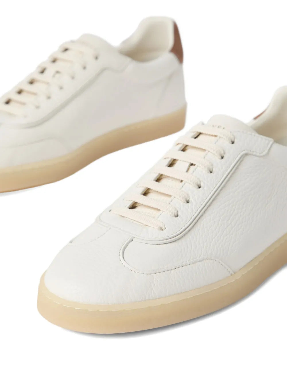 Exclusive Brunello Cucinelli Leather Low-Top Sneakers — White — Size US M 11.5 - US W 13 — Top View