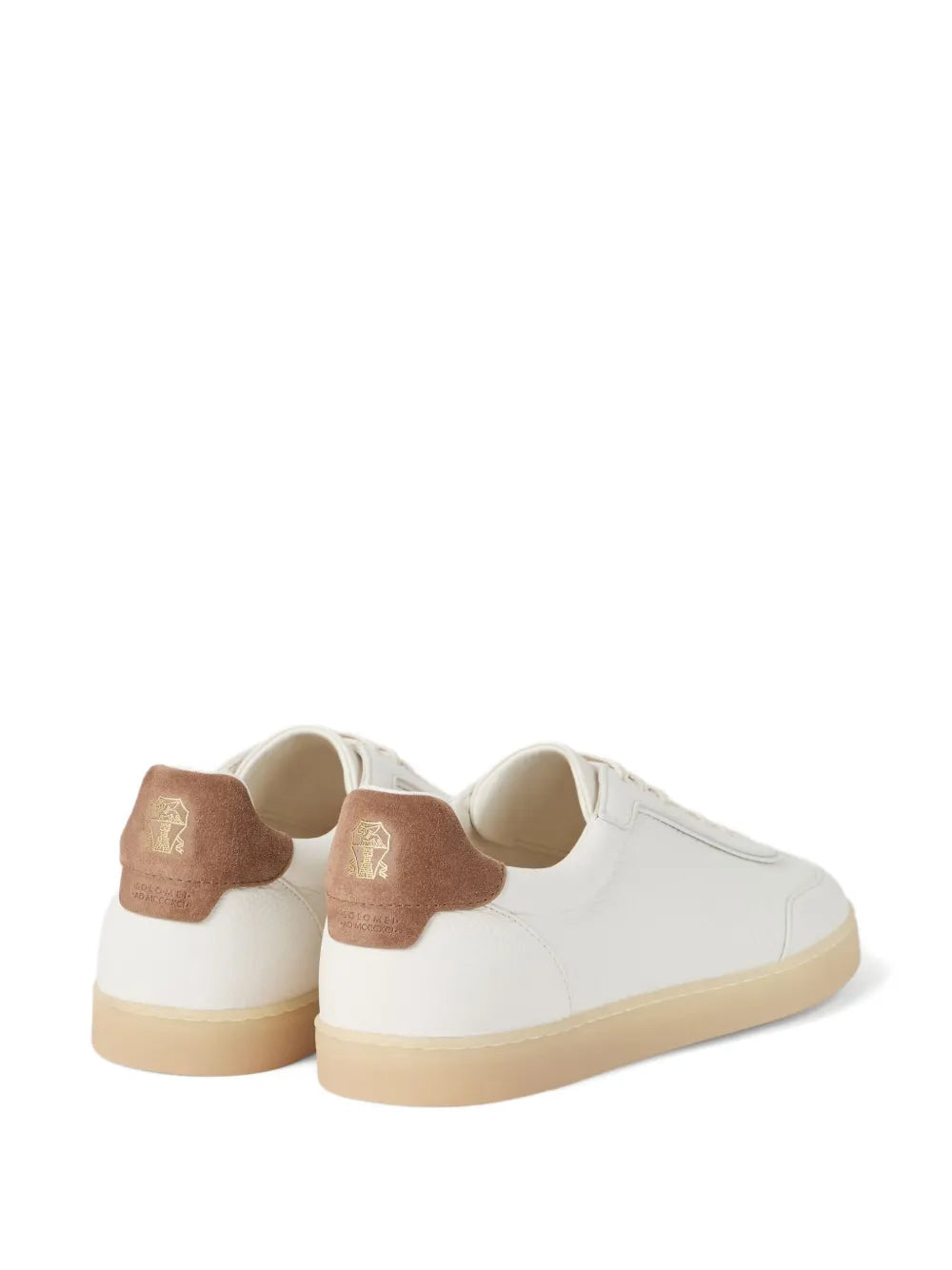 Exclusive Brunello Cucinelli Leather Low-Top Sneakers — White — Size US M 11.5 - US W 13 — Back View