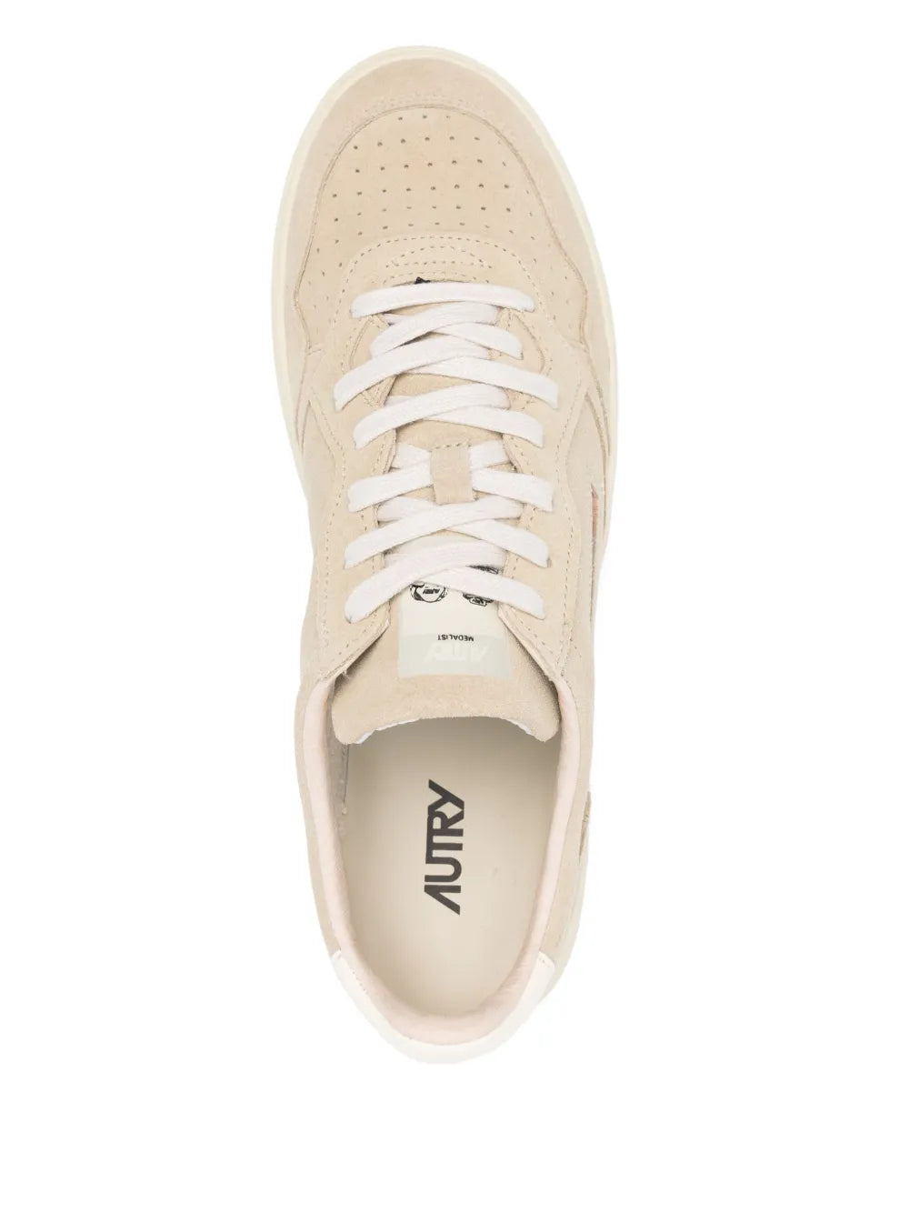 Exclusive Autry Medalist Low Sneakers — Beige — Size US M 9 - US W 10.5 — Top View