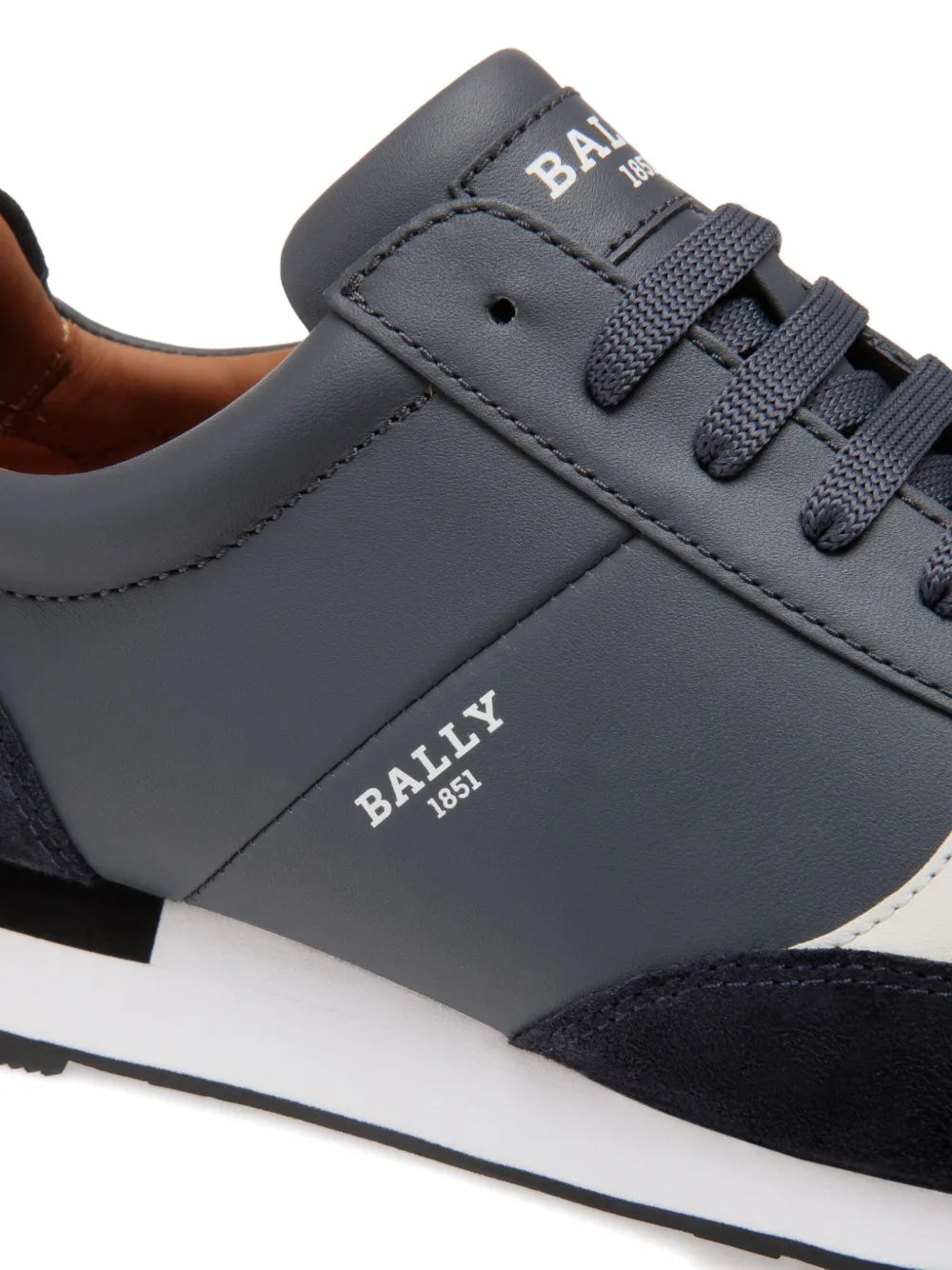 Exclusive Bally Leather Panelled Low-Tops Sneakers — Smoke Grey — Size US M 7.5 - US W 9 — Detail View
