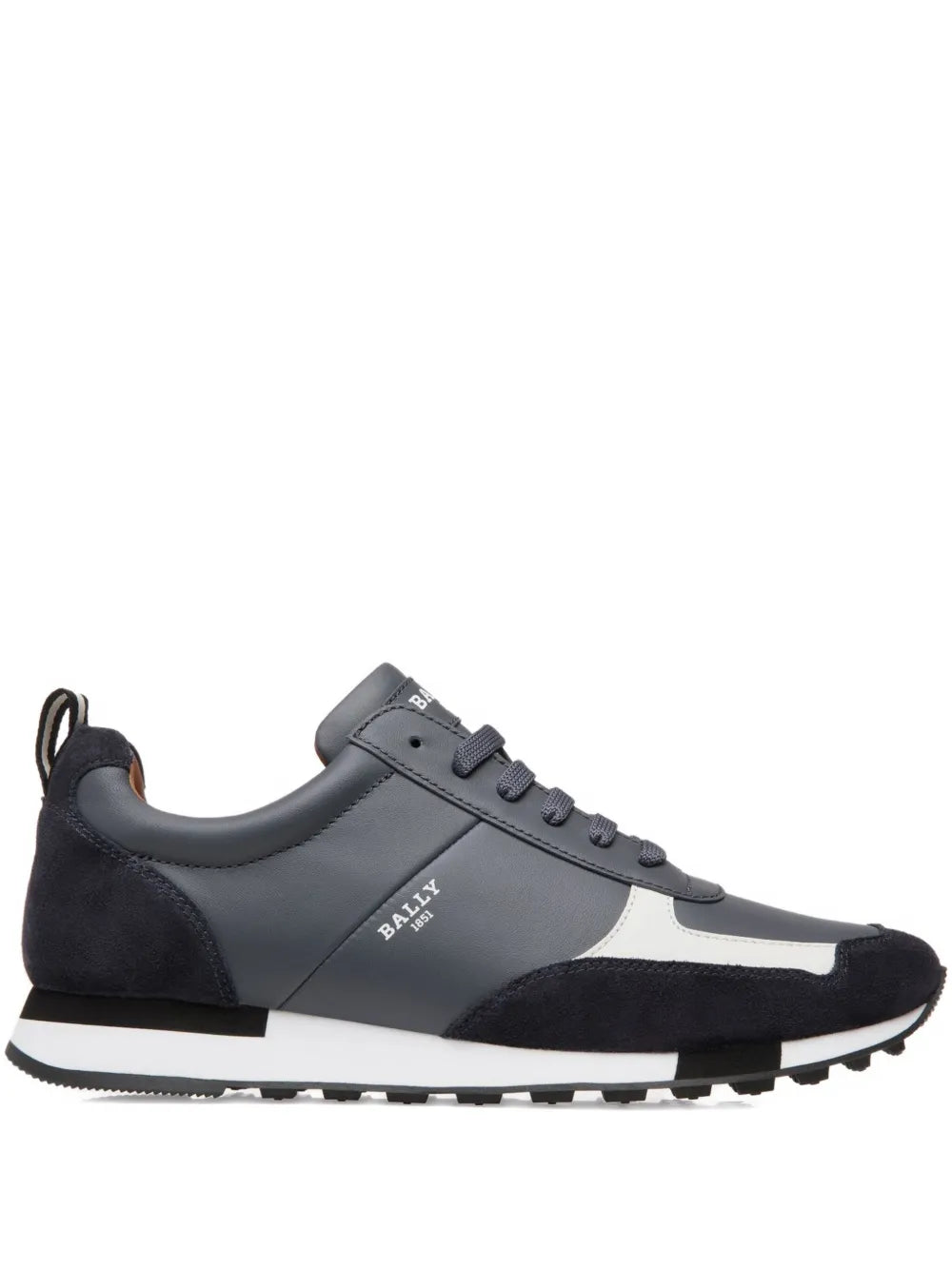 Exclusive Bally Leather Panelled Low-Tops Sneakers — Smoke Grey — Size US M 7.5 - US W 9 — Front View