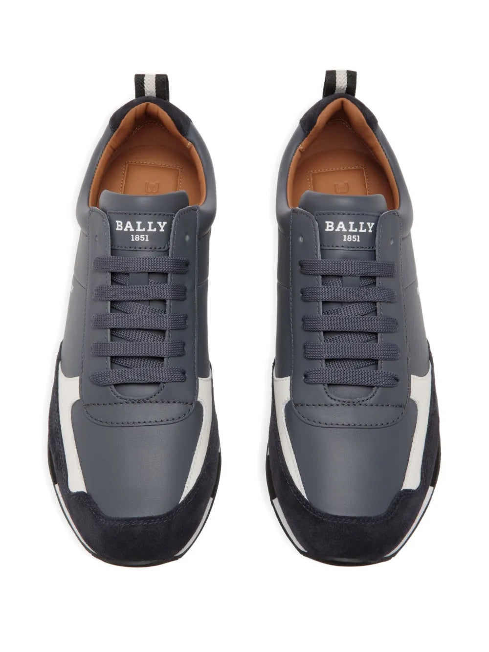 Exclusive Bally Leather Panelled Low-Tops Sneakers — Smoke Grey — Size US M 7.5 - US W 9 — Top View