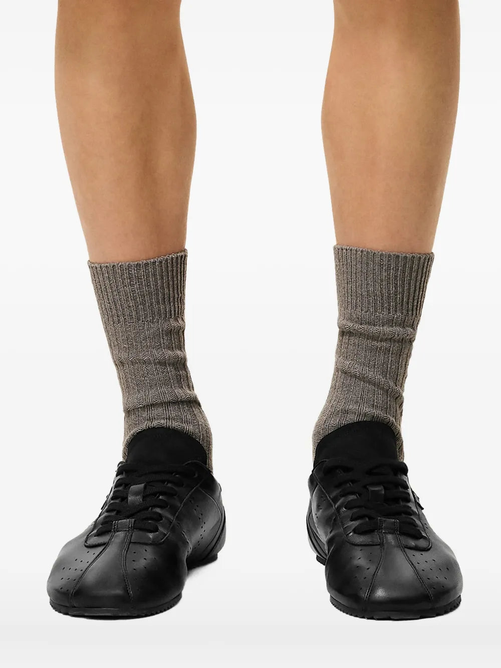 Exclusive Ami Paris Soft Step Leather Low-Top Sneakers — Black — Size US M 9.5 - US W 11 — Detail View