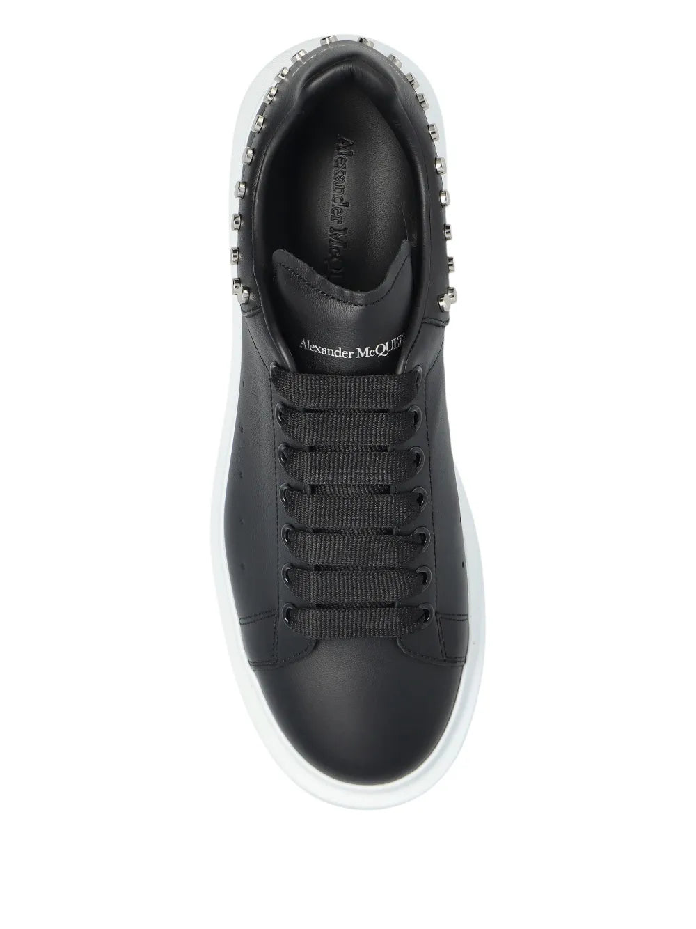 Exclusive Alexander Mcqueen Oversized Leather Sneakers — Black — Size US M 9.5 - US W 11 — Back View