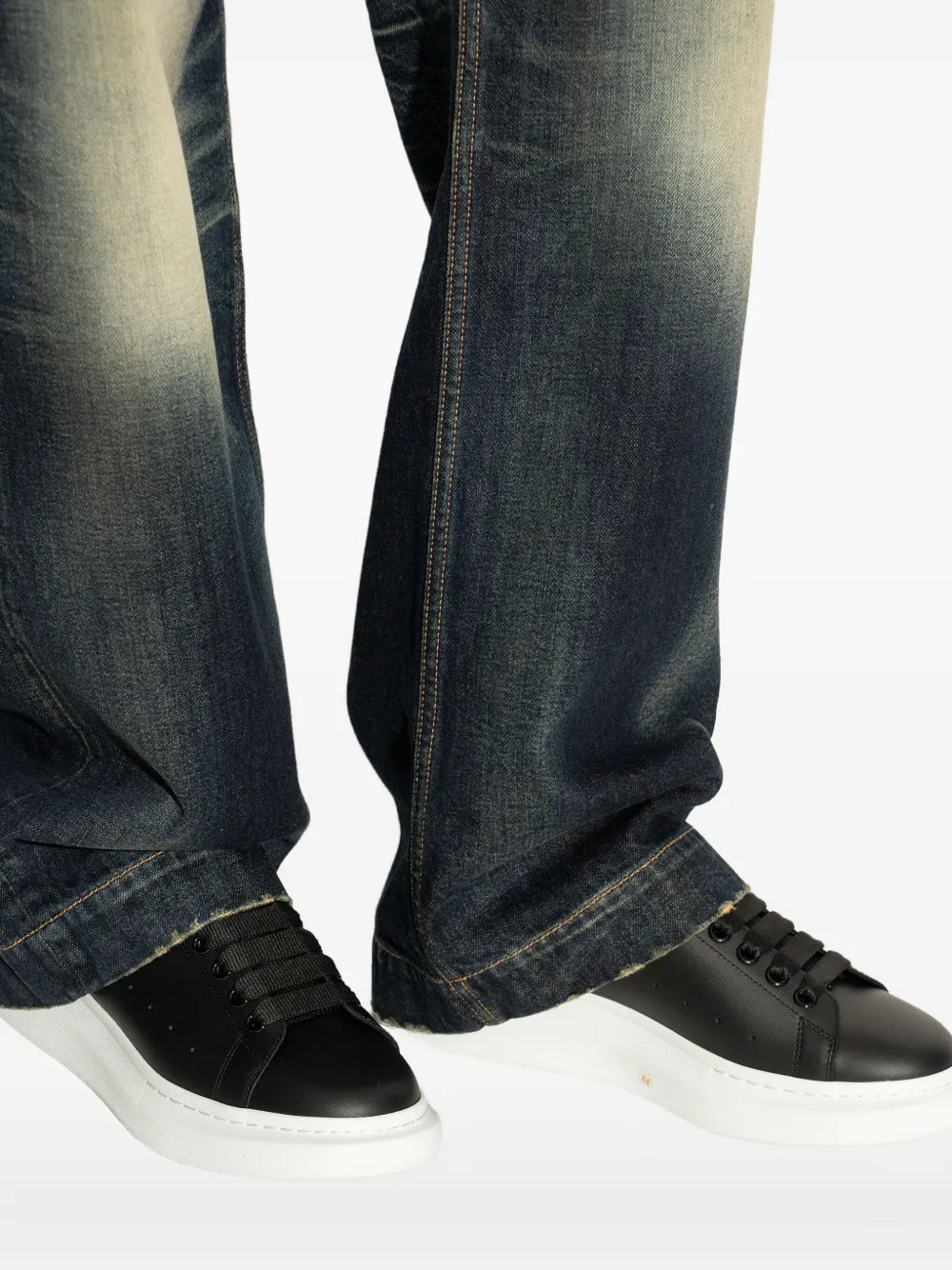 Exclusive Alexander Mcqueen Oversized Leather Sneakers — Black — Size US M 9.5 - US W 11 — Detail View