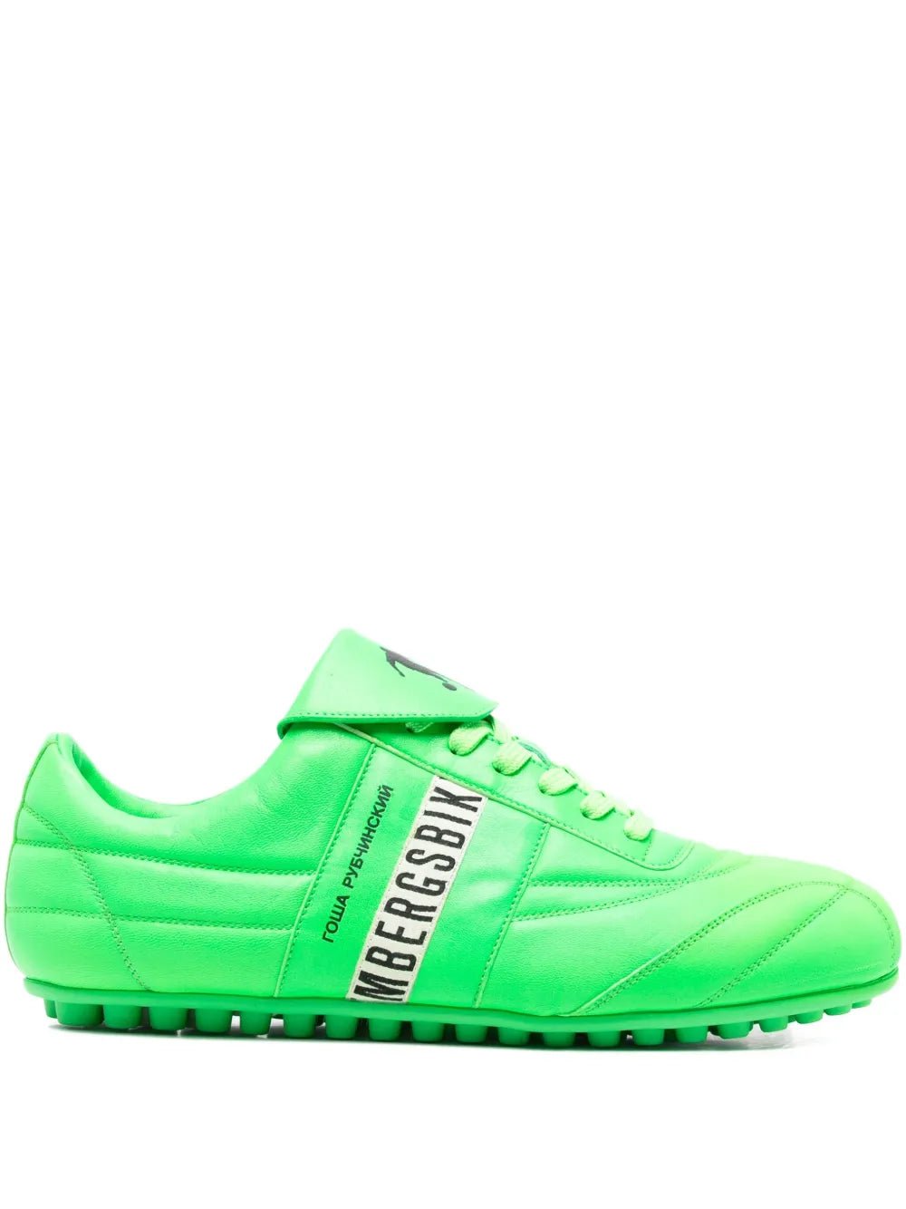 Exclusive Bikkembergs Soccer Logo-Band Sneakers — Fluorescent Green — Size US M 6 - US W 7.5 — Front View