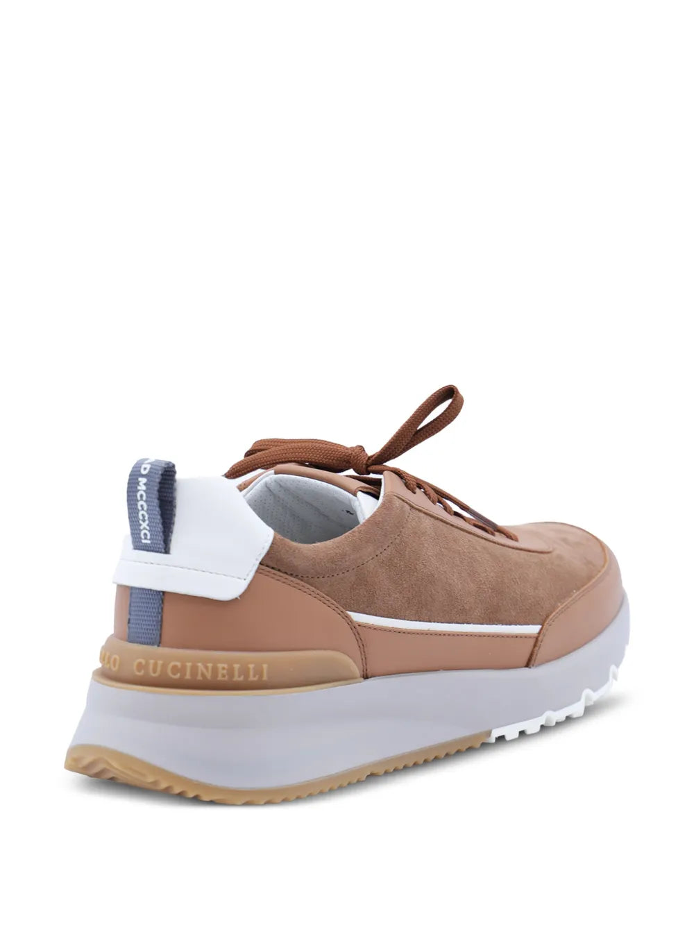 Exclusive Brunello Cucinelli Suede Leather Sneakers — Brown — Size US M 10.5 - US W 12 — Back View