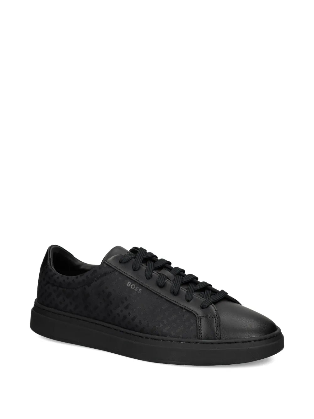 Exclusive Boss Patterned Leather Sneakers — Black — Size US M 11 - US W 12.5 — Side View