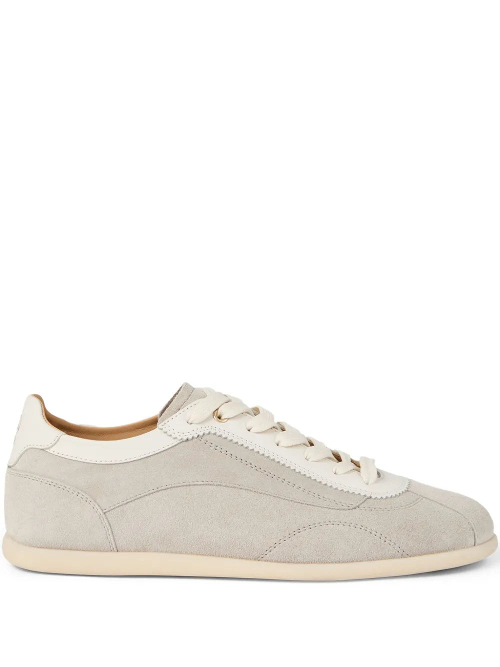 Exclusive Brunello Cucinelli Suede Sneakers — Light Grey — Size US M 4.5 - US W 6 — Front View