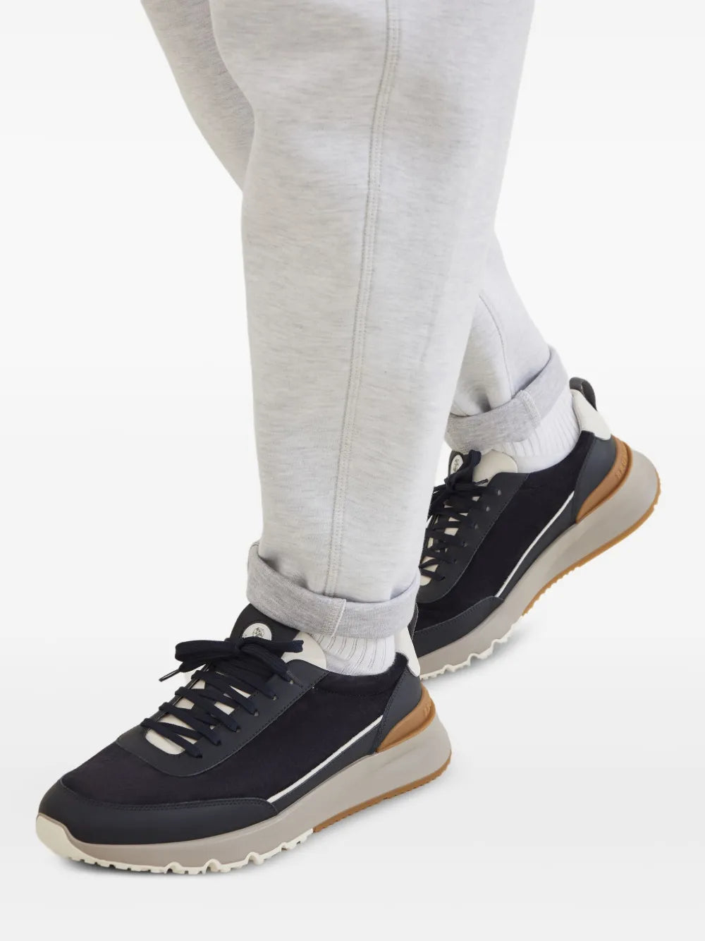 Exclusive Brunello Cucinelli Lace-Up Suede Sneakers — Blue — Size US M 4 - US W 5.5 — Side View