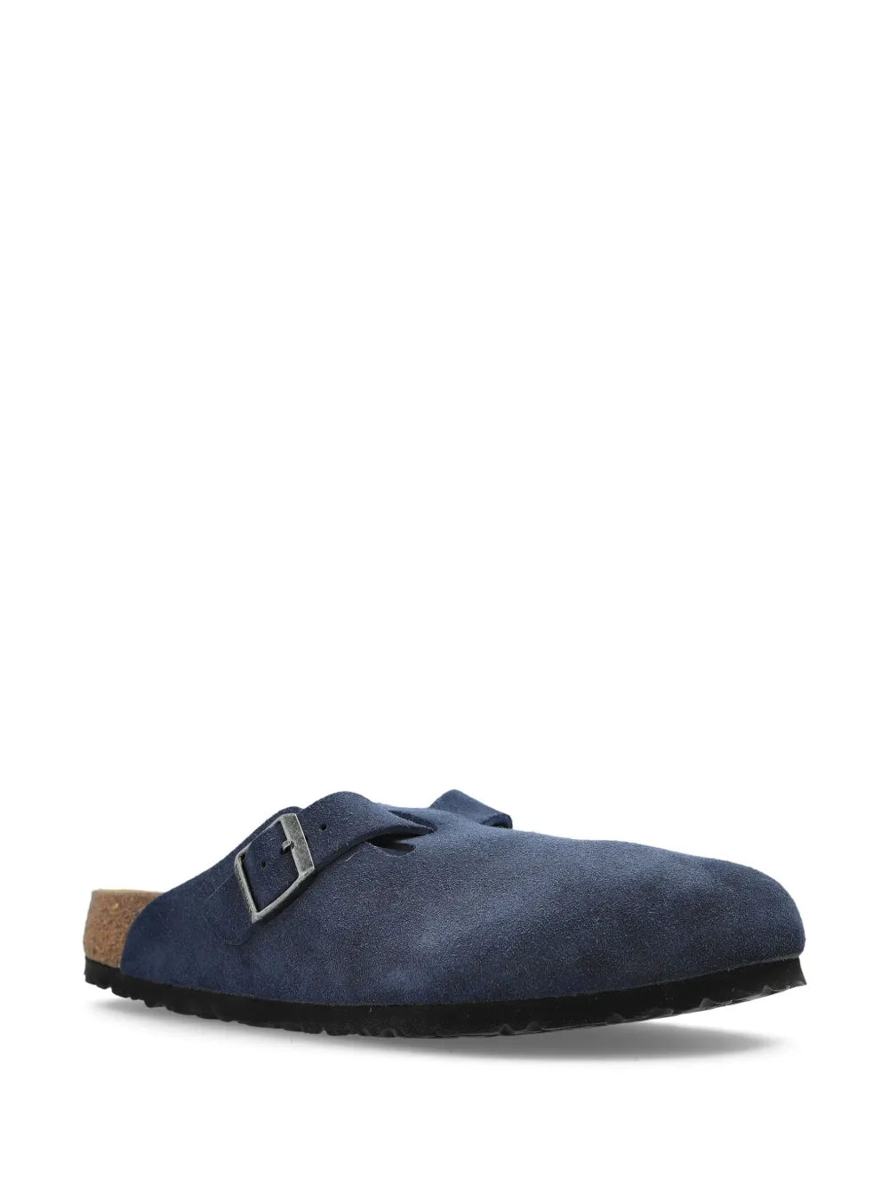 Exclusive Birkenstock Boston Buckle Suede Slip-Ons — Dark Blue — Size US M 10.5 - US W 12 — Side View