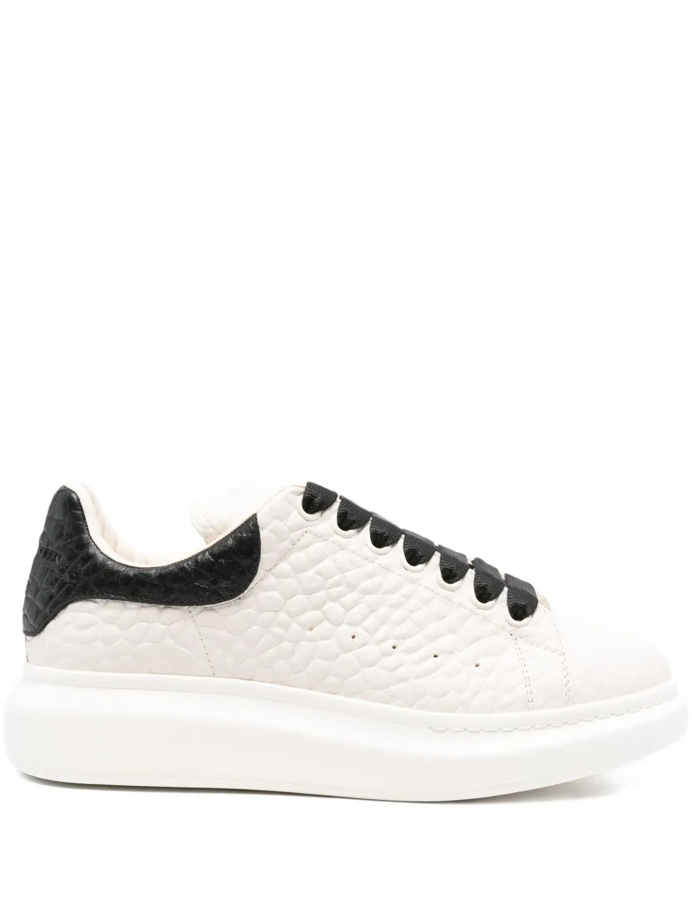 Exclusive Alexander Mcqueen Oversized Textured Leather Sneakers — White — Size US M 8 - US W 9.5 — Front View