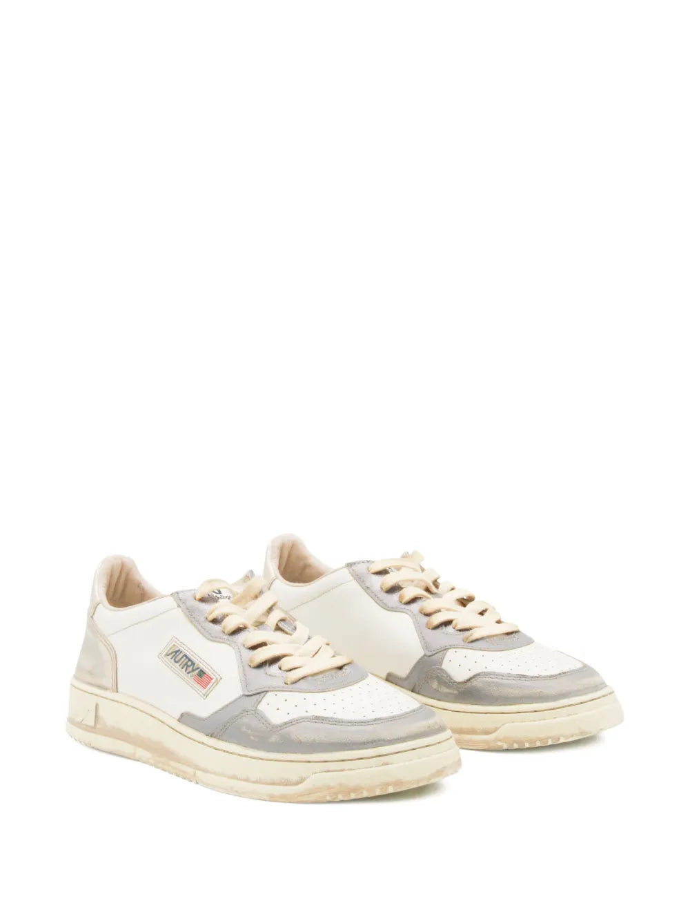Exclusive Autry Medallist Lace-Up Leather Sneakers — White — Size US M 4.5 - US W 6 — Side View