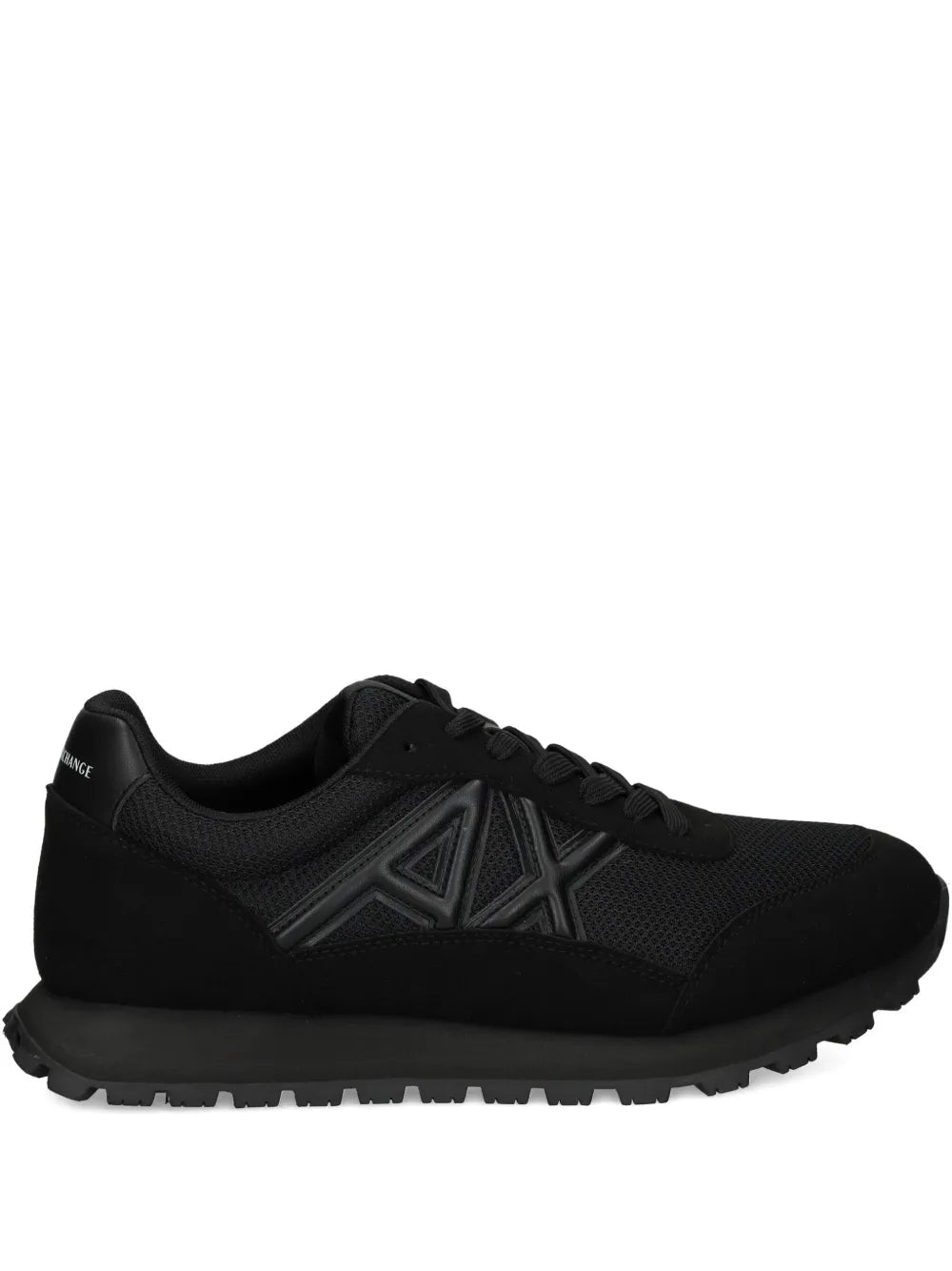 Exclusive Armani Exchange Logo-Detail Mesh Trainers — Black — Size US M 8.5 - US W 10 — Front View