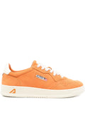 Exclusive Autry Medalist Leather Sneakers — Orange — Size US M 10 - US W 11.5 — Front View