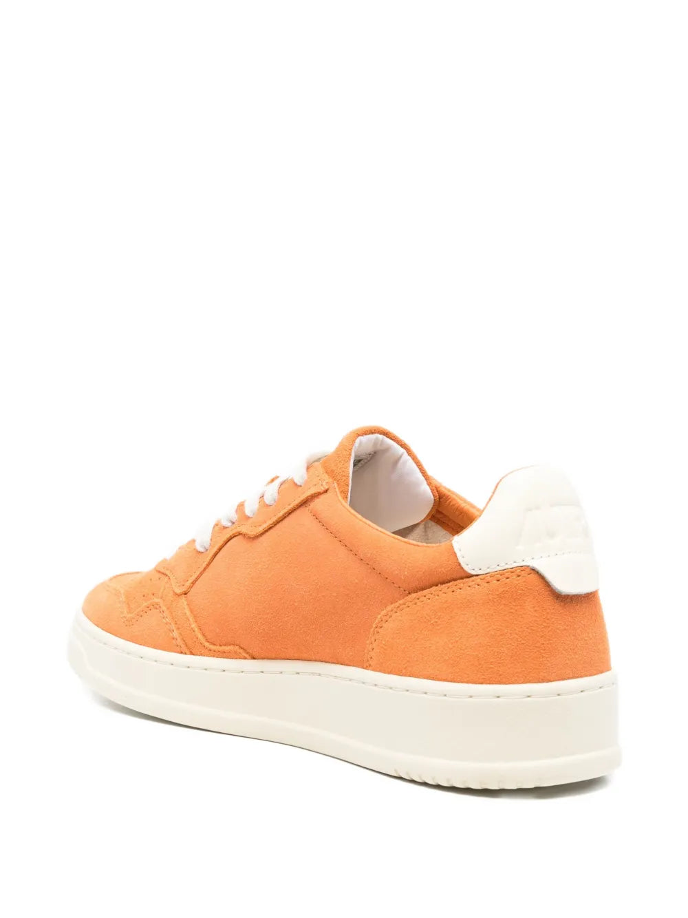 Exclusive Autry Medalist Leather Sneakers — Orange — Size US M 10 - US W 11.5 — Back View