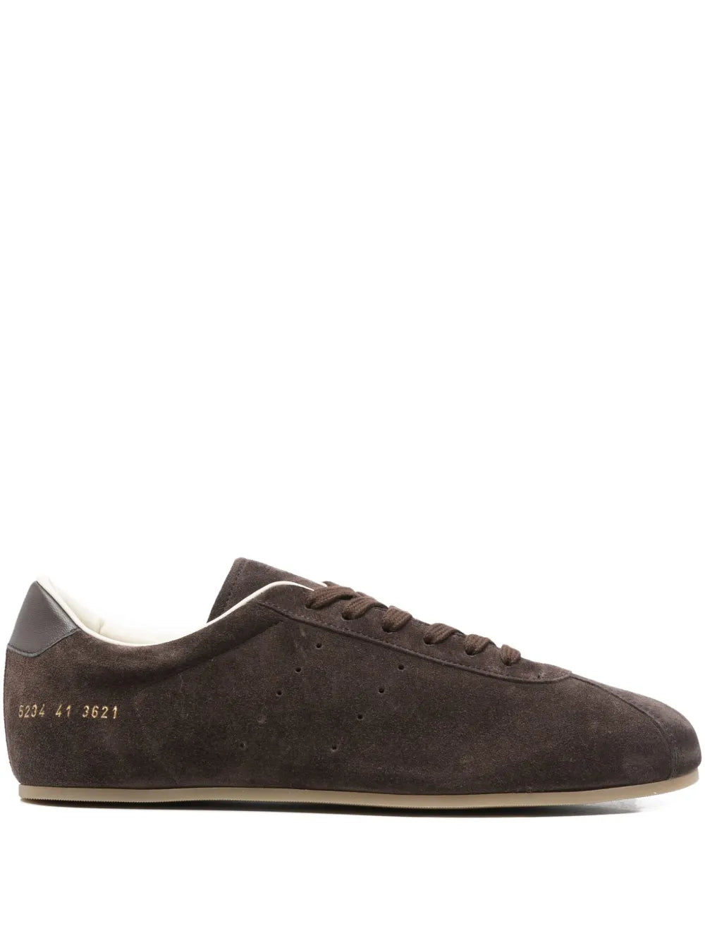 Exclusive Common Projects Suede Leather Sneakers — Brown — Size US M 9 - US W 10.5 — Front View