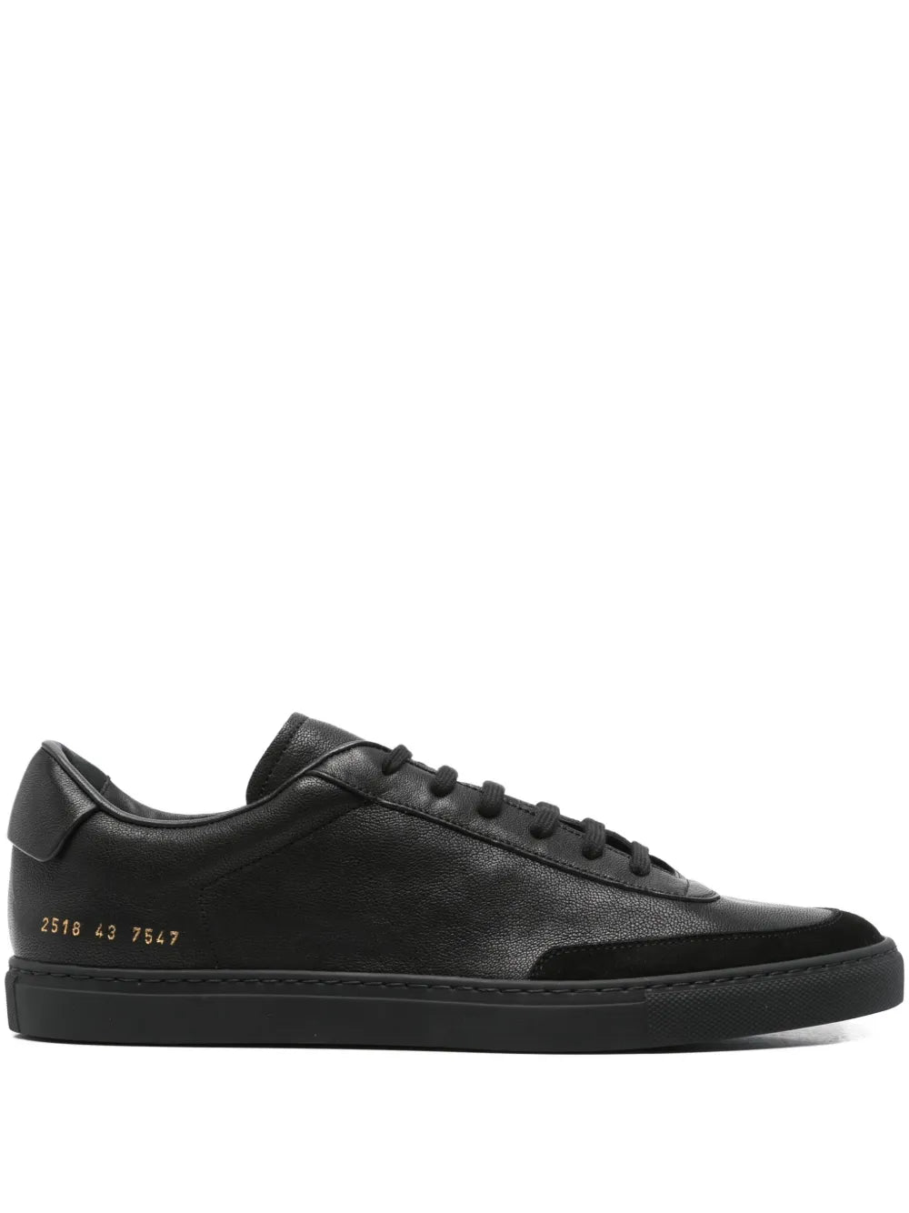 Exclusive Common Projects Leather Suede Sneakers — Black — Size US M 3.5 - US W 5 — Front View