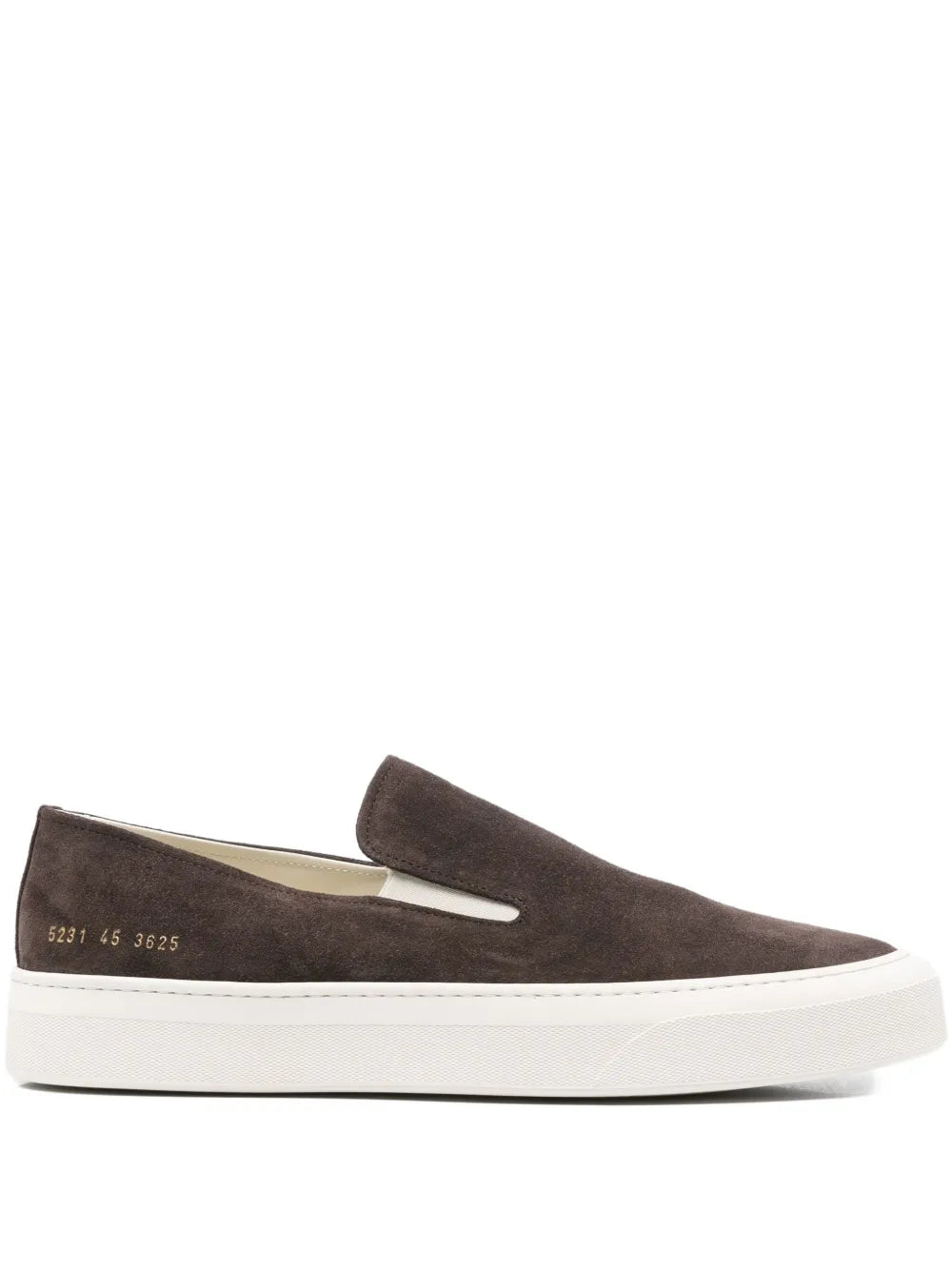 Exclusive Common Projects Suede Slip-On — Brown — Size US M 7 - US W 8.5 — Front View