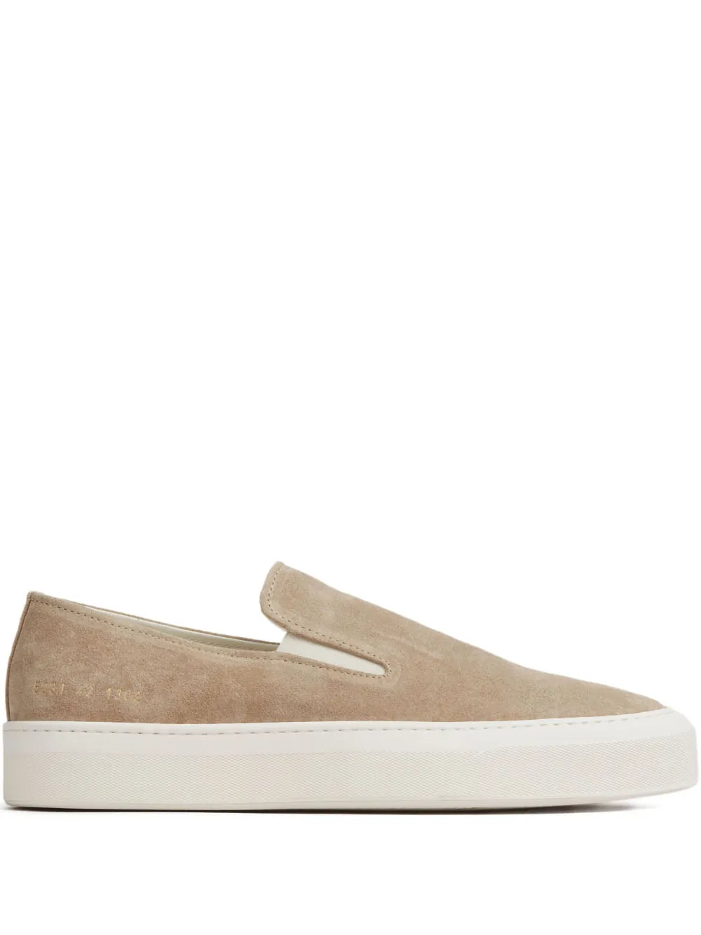 Exclusive Common Projects Suede Slip-On — Beige — Size US M 7 - US W 8.5 — Front View
