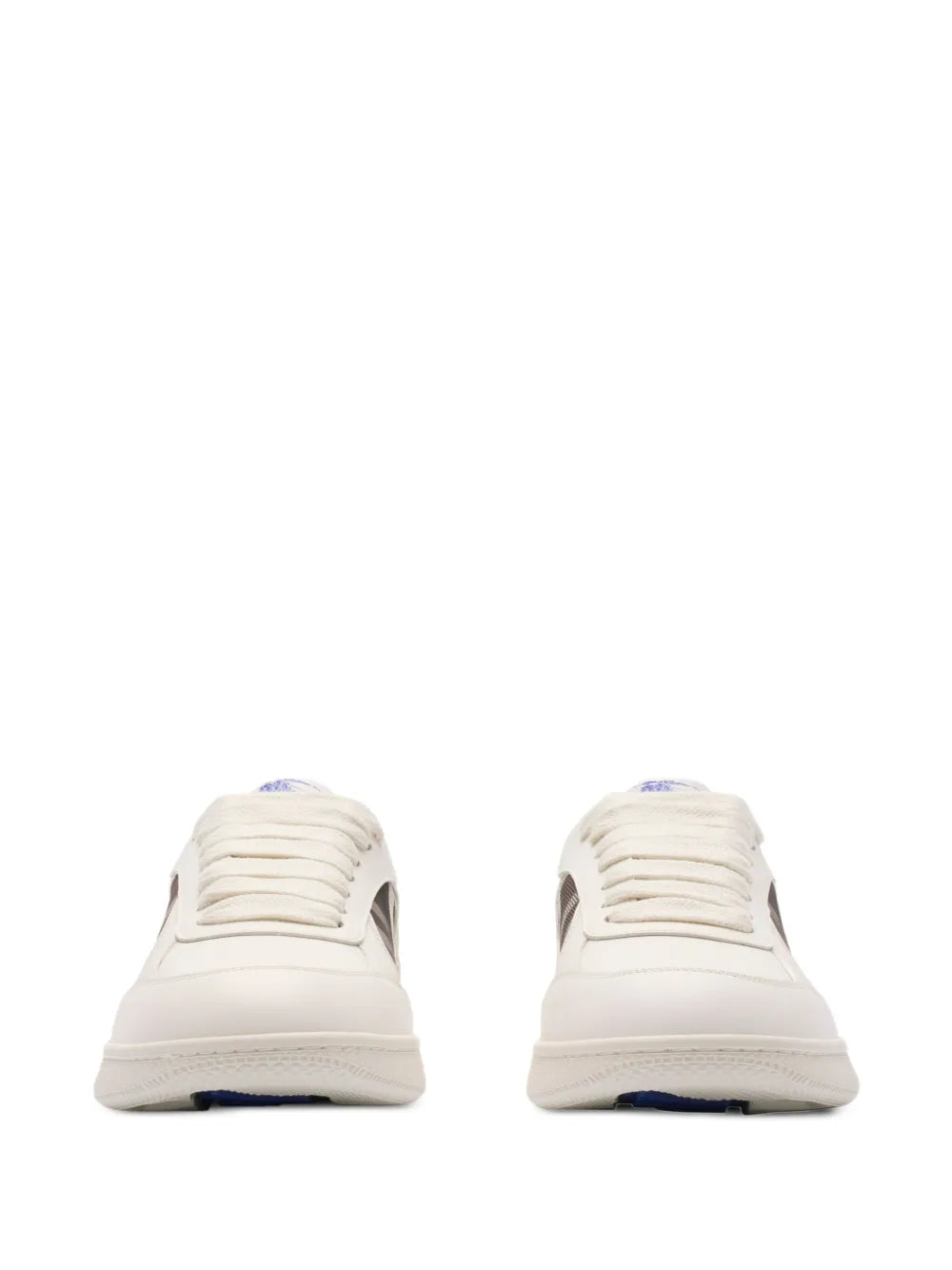 Exclusive Burberry Terrace Check-Panel Leather Sneakers — Off-White — Size US M 7.5 - US W 9 — Side View