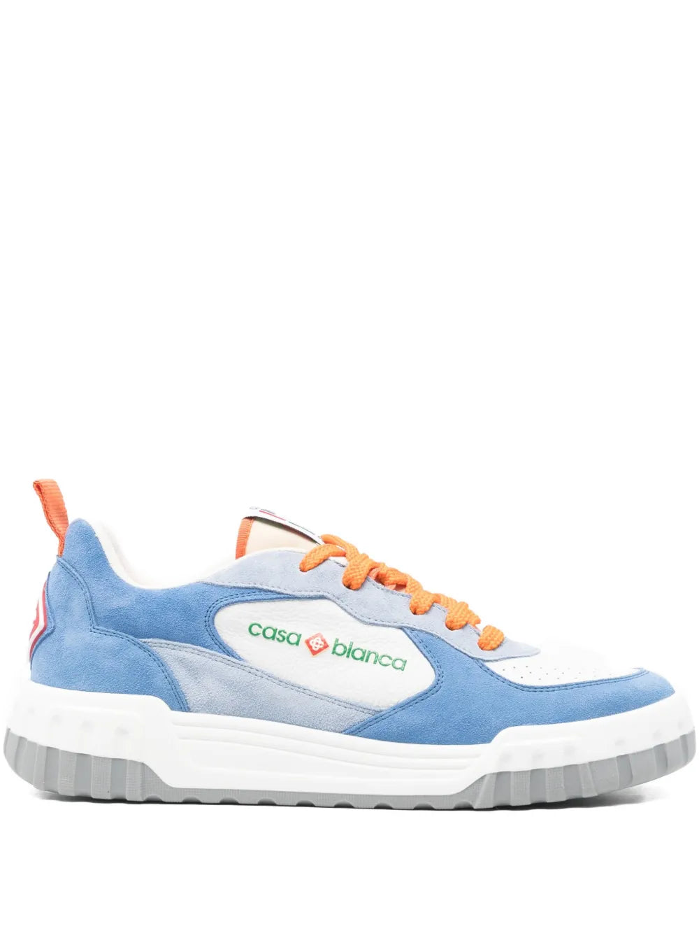 Exclusive Casablanca Leather Sneakers — Light Blue/Orange/White — Size US M 11 - US W 12.5 — Front View