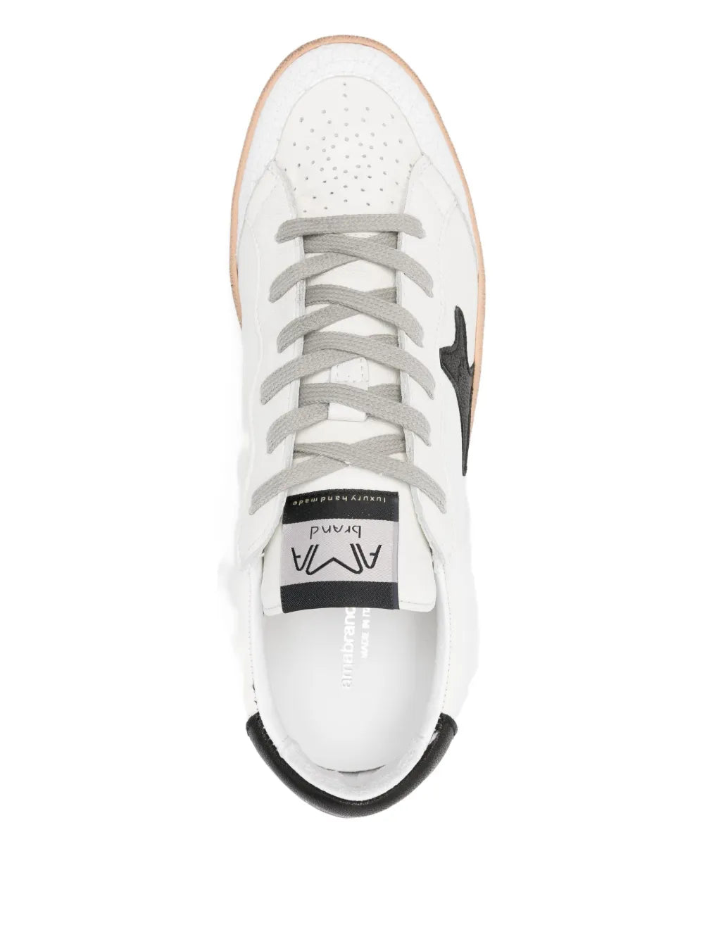 Exclusive Ama Brand Star-Patch Leather Trainers — White — Size US M 11.5 - US W 13 — Top View