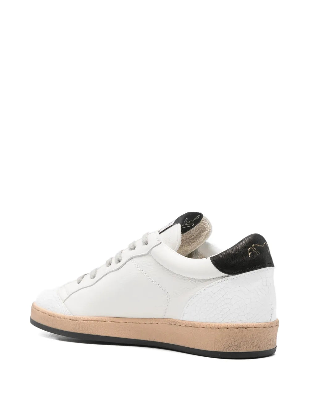 Exclusive Ama Brand Star-Patch Leather Trainers — White — Size US M 11.5 - US W 13 — Back View