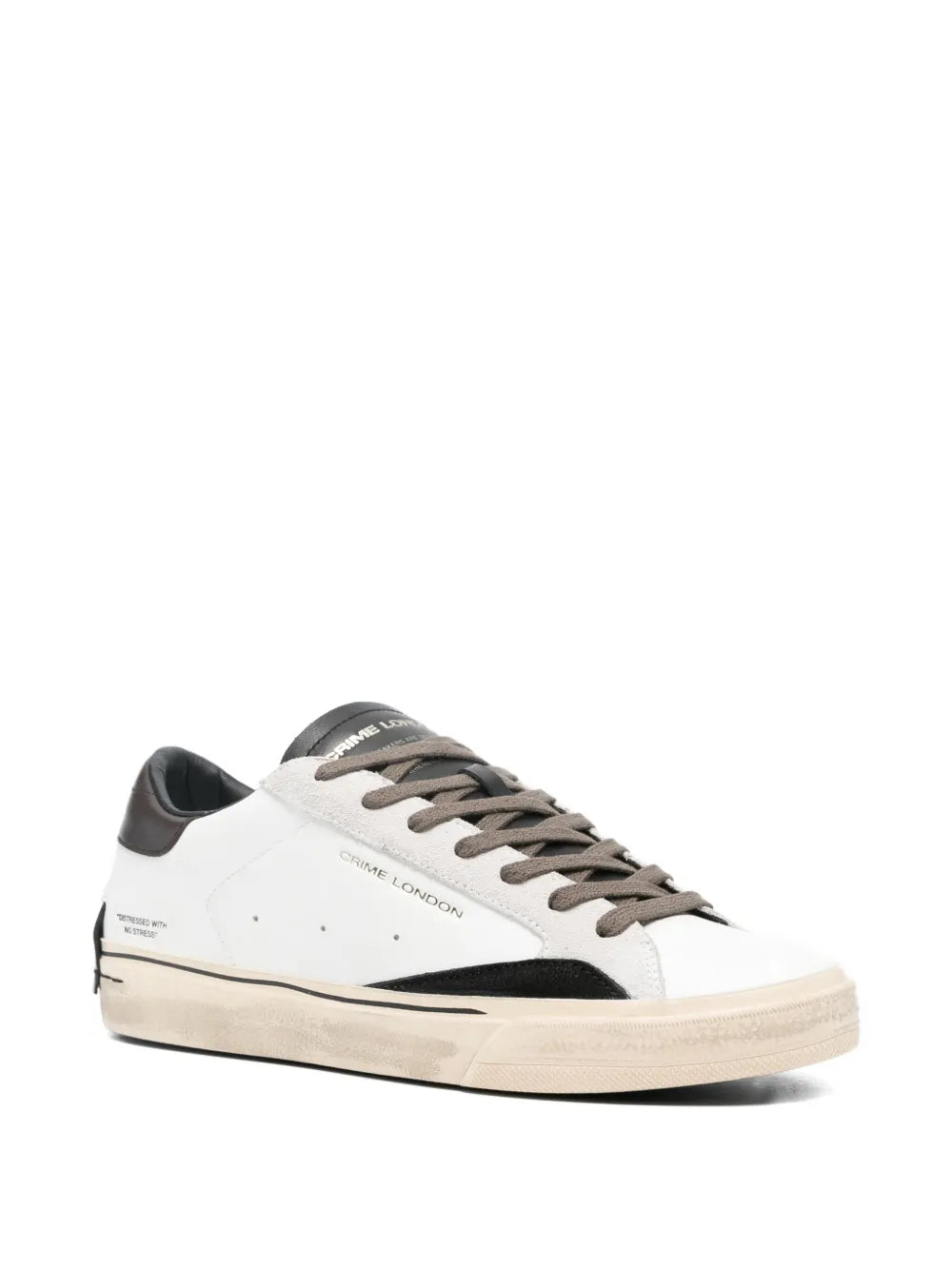Exclusive Crime London Distressed Leather Sneakers — White — Size US M 7 - US W 8.5 — Side View
