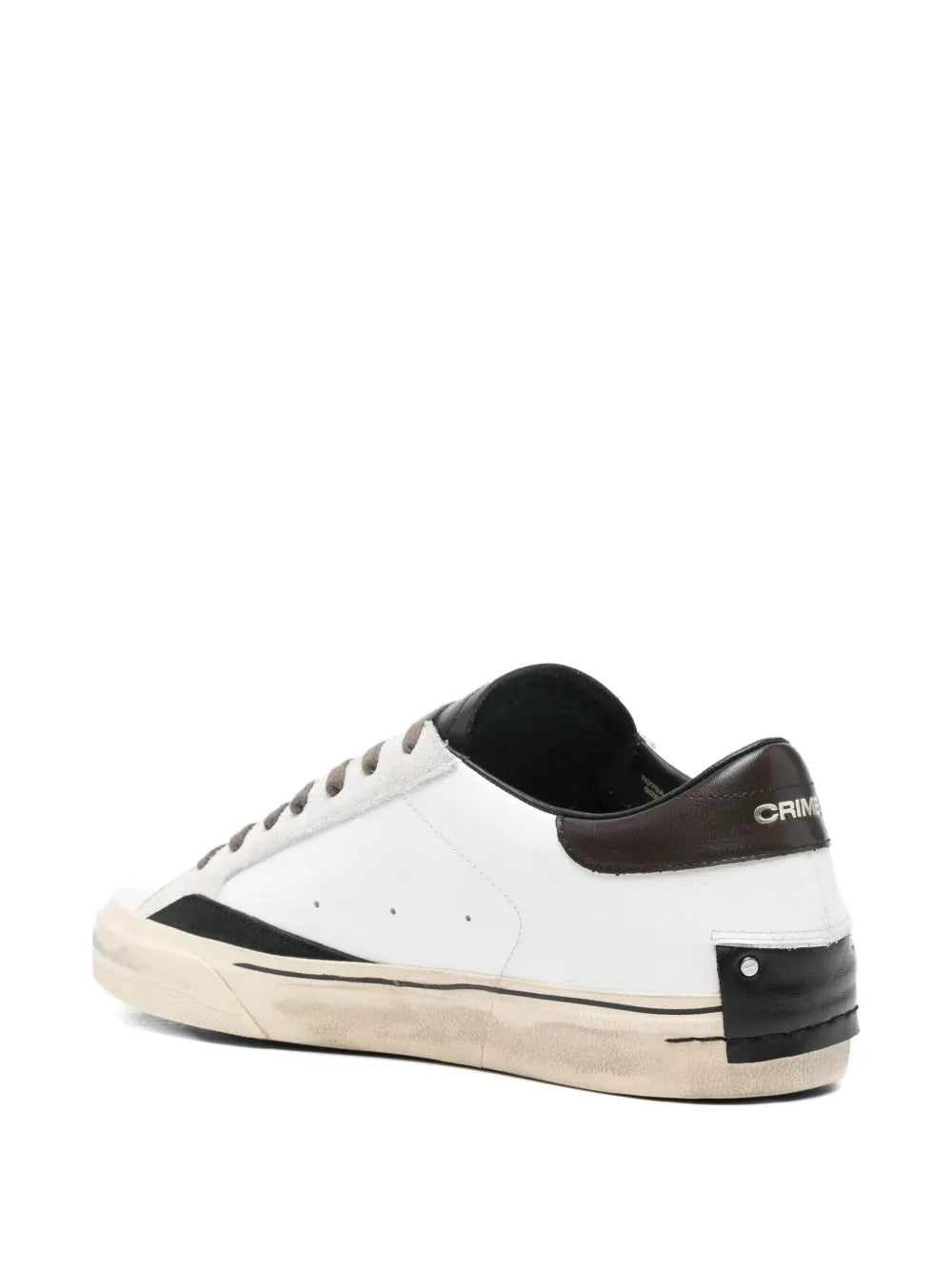 Exclusive Crime London Distressed Leather Sneakers — White — Size US M 7 - US W 8.5 — Back View