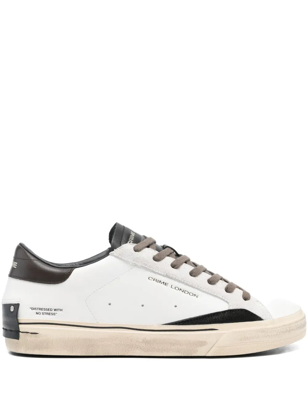 Exclusive Crime London Distressed Leather Sneakers — White — Size US M 7 - US W 8.5 — Front View