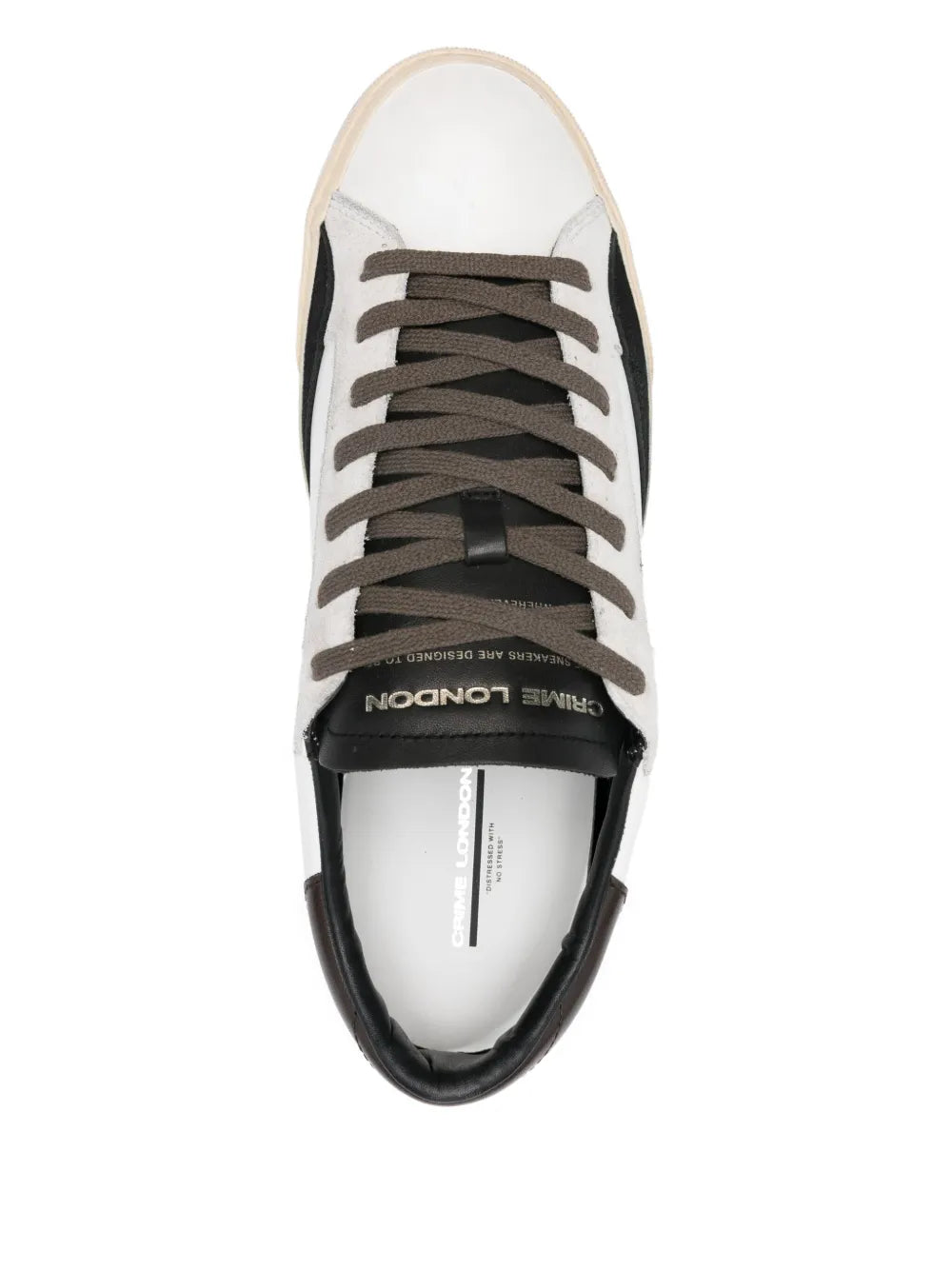 Exclusive Crime London Distressed Leather Sneakers — White — Size US M 7 - US W 8.5 — Top View