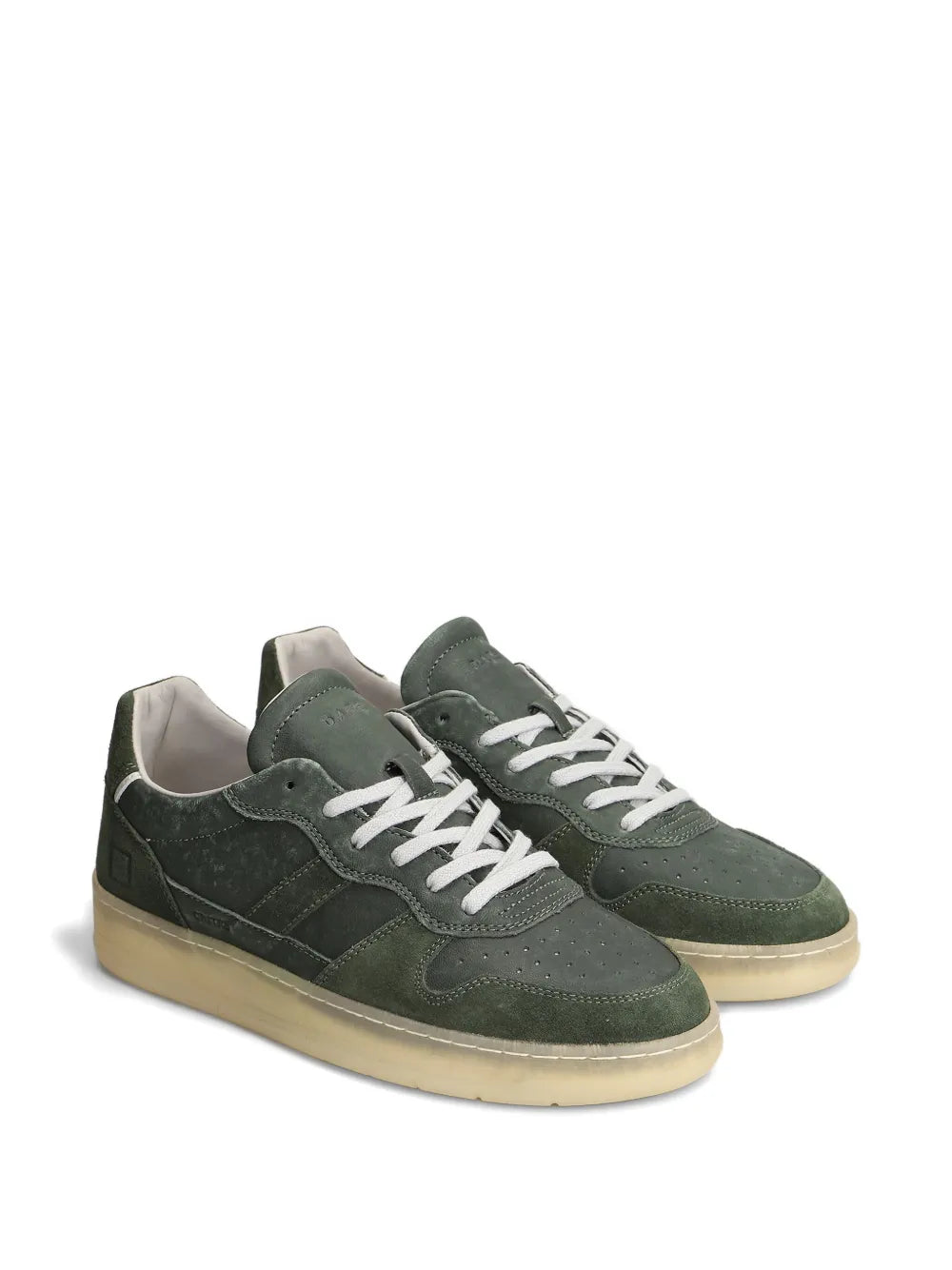 Exclusive D.A.T.E. Suede Leather Sneakers — Green — Size US M 4 - US W 5.5 — Side View