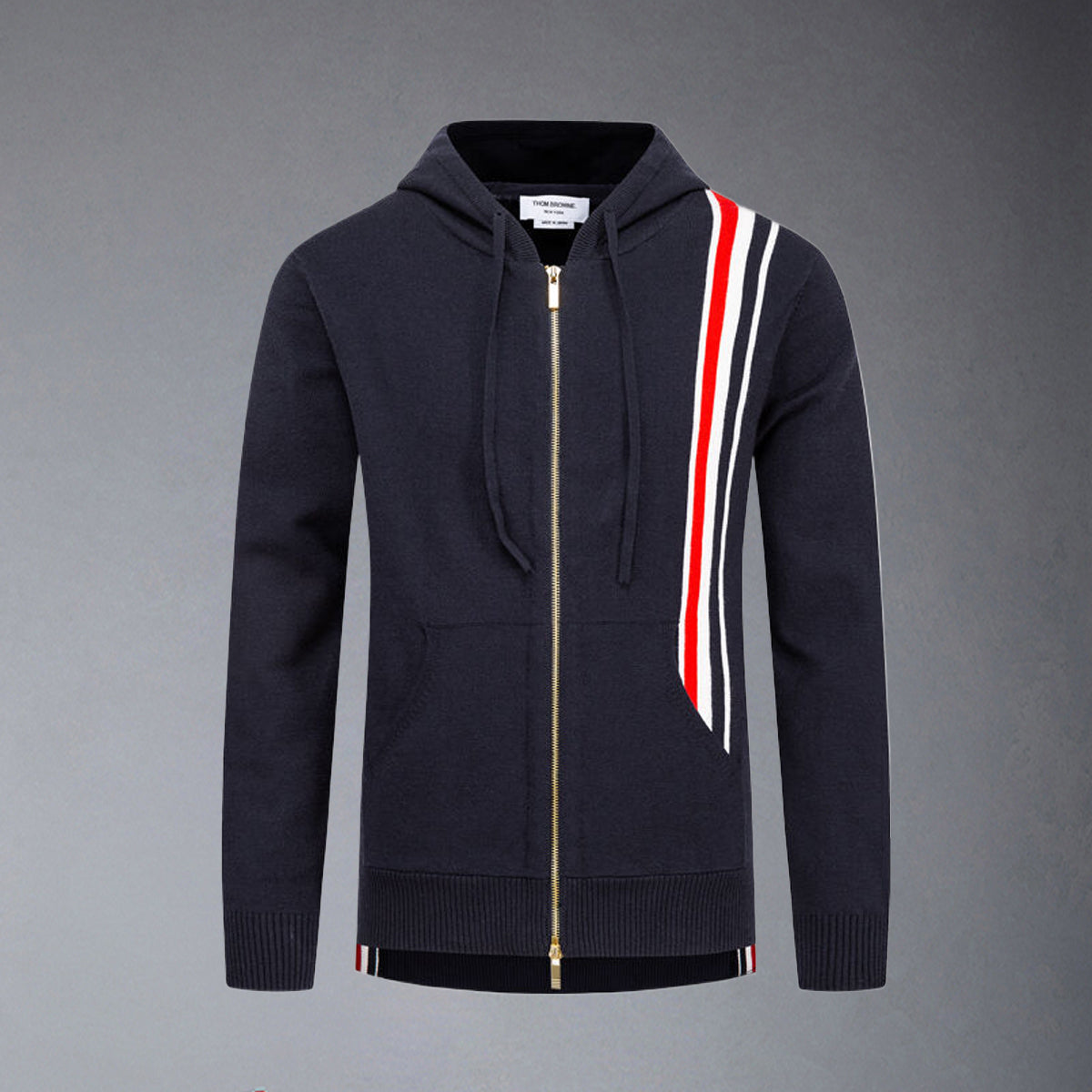 Exclusive Thom Browne 2025 Knitted Hoodie — Gray — Size 0/S — Front View